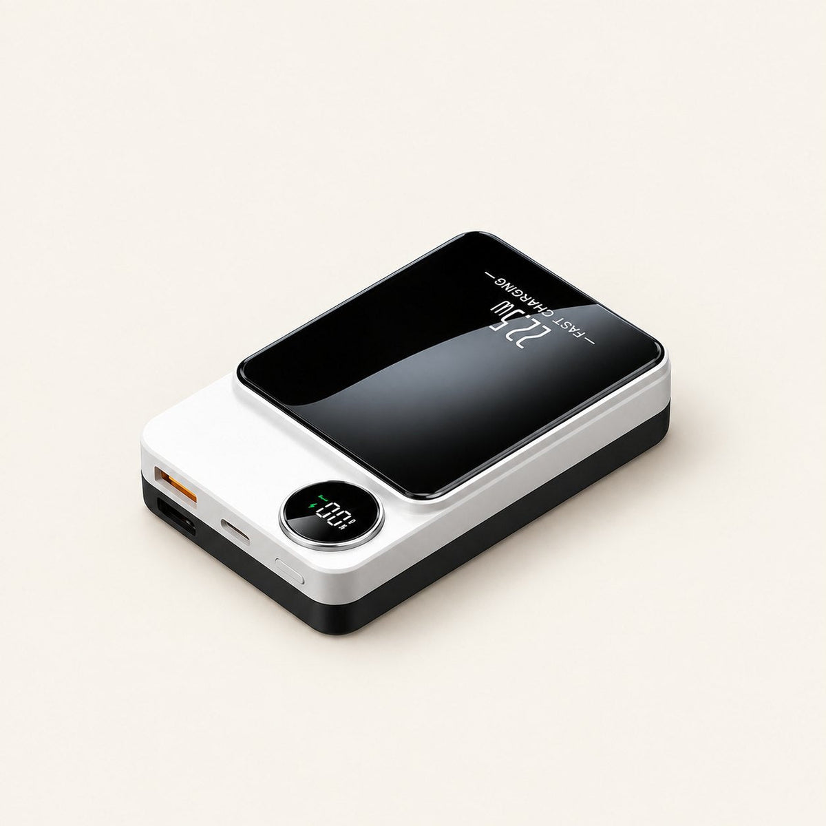 Ultra-thin magnetic power bank in Ivory White