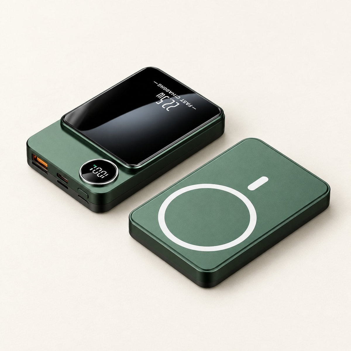 Ultra-thin magnetic power bank in Retro Green